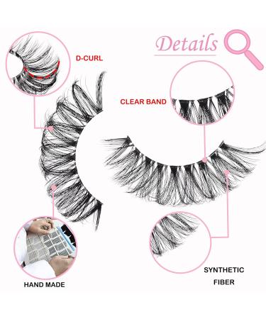 Russian Strip Lashes with Clear Band - D Curl Cat-Eye 12mm Wispy False Eyelashes | 14 Pairs | Heracks - Buy Online on GoSupps.com