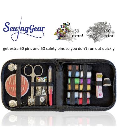 Compact Sewing Kit for Home, Travel, Camping & Emergency - Premium Mini Sew Supplies Set for Kids, Girls, Beginners & Adults - Expansive Case with 100 Extra Pins & Safety Pins - Buy Online on GoSupps.com