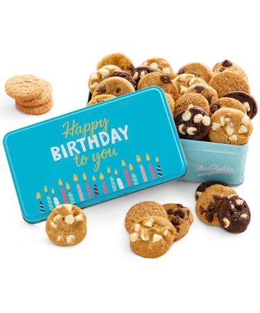 Mrs. Fields Cookies Happy Birthday 30 Nibblers Bite-Sized Cookie Tin - Includes 5 Different Flavors, 1.3 Pound (Pack of 30)
