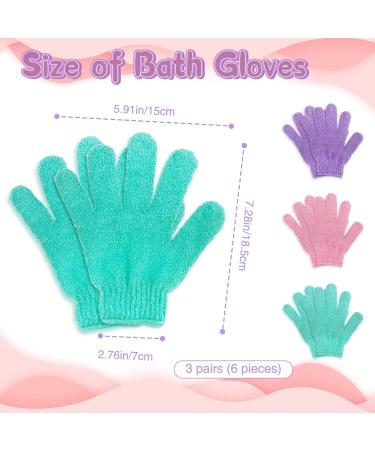 9 Pack Exfoliating Shower Bath Gloves and Back Scrubber Set - 3 Pairs Bath Gloves, 3 Exfoliating Body Scrubber - Nylon Washer, Stretchable Design for Women, Men, Children - Pink, Purple, Green - Buy Online on GoSupps.com