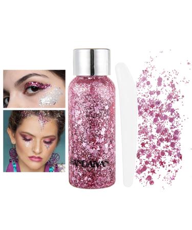 Body Glitter Gel Liquid Glitter Festival Glitter Chunky Glitter Long Lasting Sparkling DIY Arts Crafts-Pink - Buy Online on GoSupps.com