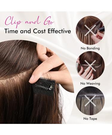 REECHO Clip in Hair Extensions - 5PCS Brown 24 Thick Long Loose Waves HE002 - Invisible Lace Weft Natural Soft Hairpieces for Women - Light Brown with Blonde Highlights - Buy Online on GoSupps.com