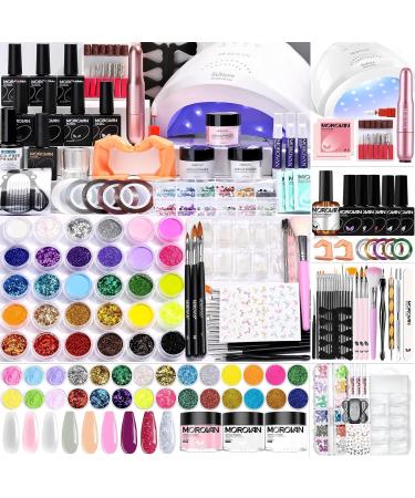 Morovan acrylic nail set: Geln gel starter set equipped with UV lamp 48W gel nail special nail drill acrylic powder nail set Set liquid nail brush nail starter set