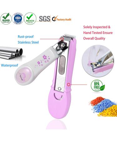PAFASON Baby Safety Nail Clipper with Nail Catcher and Glass Nail File - Ideal Shower Gift for Young Children - Light Purple - Buy Online on GoSupps.com