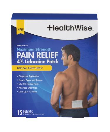 HealthWise Maximum Strength Pain Relief 4% Lidocaine Patch 15 Count White