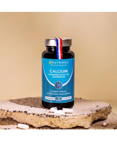 Calcium Magnesium and Vitamins D3 & K2 - Bone Health Complex - Strengthens Bones and Muscles - Supports Bone Density - 90 Vegan Capsules - Nutrimea - Made in France - Buy Online on GoSupps.com