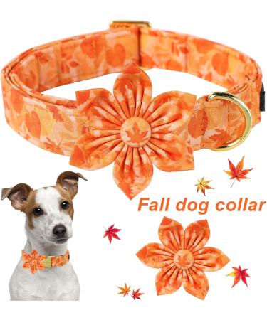Adjustable Autumn Dog Collar with Flower - Yellow Cotton Band for Small Medium & Large Dogs | Perfect for Fall | Pack of 1 - Buy Online on GoSupps.com