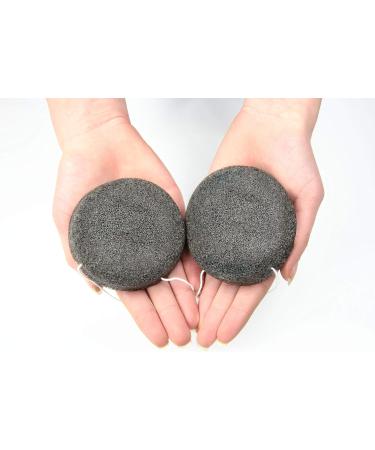 Konjac Sponge 3-Pack - 100% Natural Facial Peeling & Cleansing Sponges - Activated Carbon for Stained Skin - Buy Online on GoSupps.com