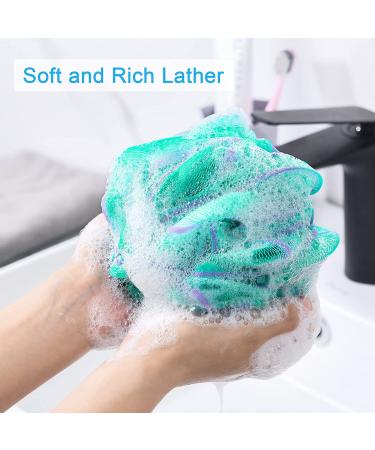 AmazerBath Exfoliating Body Scrubber Set - 4 Flower Color Loofah Sponges - Large Size - Green-Purple - Buy Online on GoSupps.com