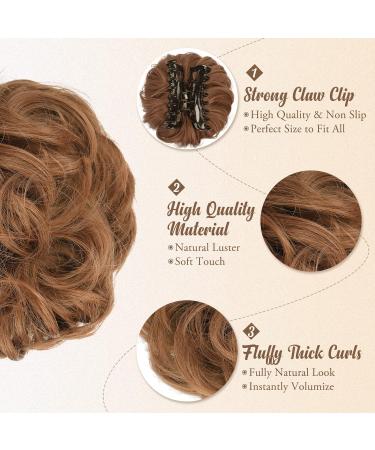 BARSDAR Dark Auburn Blonde Claw Clip Messy Bun Hairpiece for Women - Curly Synthetic Hair Extensions for Ponytail Updo Chignon - Buy Online on GoSupps.com