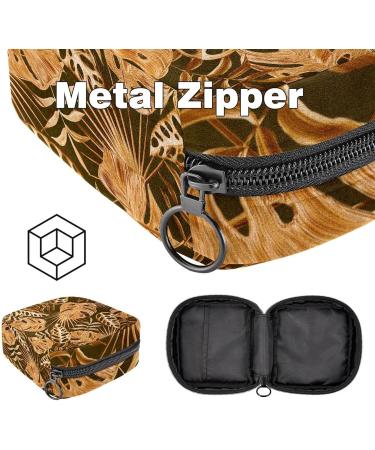 Golden Palm Leaves Sanitary Napkin Bag - Portable Period Pouch for Women & Teens - Buy Online on GoSupps.com