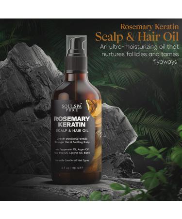 Buy Rosemary Hair Oil - Keratin Infused Strengthens & Promotes Hair Growth - Biotin Peppermint & Tea Tree Oil - 4 fl oz - International Shipping Available - Buy Online on GoSupps.com