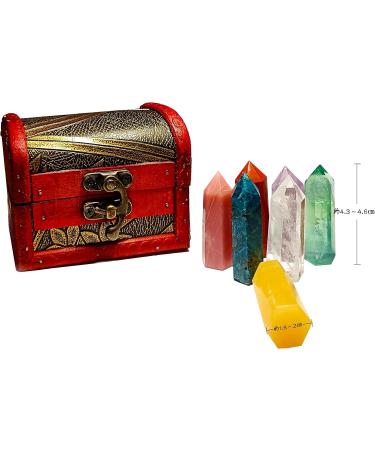 Natural Crystal Wands of 7 Chakras Healing Crystals Set Power Stone Gemstones Mineral Stone for Meditation Healing or Ritual Divination with Vintage Wooden Box Gift Kit (B Set) - Buy Online on GoSupps.com