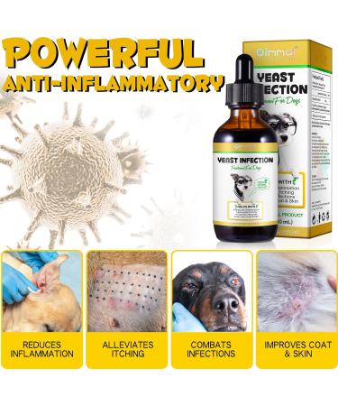 Natural Yeast Infection Treatment for Dogs - Ear Infection Relief Itchy Skin Support 2fl oz Herbal Supplement for Healthy Coat & Skin 60ml - Buy Online on GoSupps.com