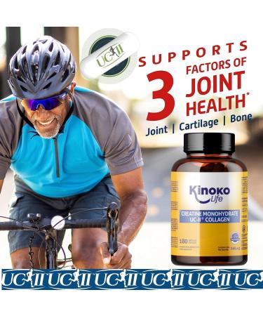 Kinoko Life Creatine Monohydrate 3000mg with UC-II Collagen 180 Capsules Pure Micronized Creatine Monohydrate Creatine Capsules for Joints and Bodybuilding Pre Workout Preworkout - Buy Online on GoSupps.com