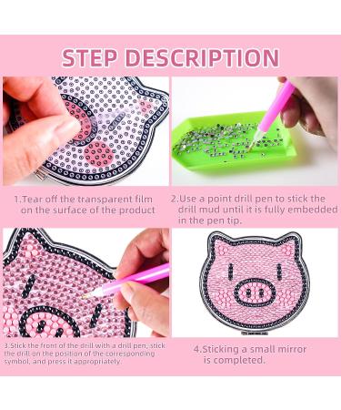 Zxvskr Diamond Painting Pocket Mirror - Portable Travel Piglet Cosmetic Mirror - Folding Handheld Double-Sided 1x/2x Magnifying Purse Mirror - Buy Online on GoSupps.com