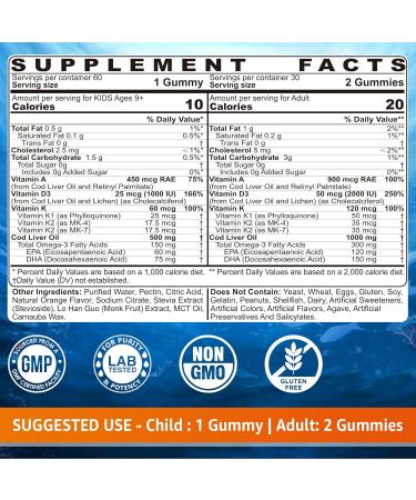 Kids Omega-3 Gummies 1 Pack Cod Liver Oil Gummies for Kids & Adults 2pack - Buy Online on GoSupps.com