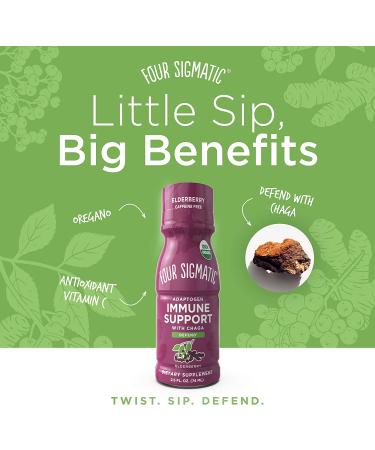 Four Sigmatic Adaptogen Immune Support - Chaga & Elderberry - 6 Bottles (2.5 fl oz Each) | Boost Your Immunity - Buy Online on GoSupps.com