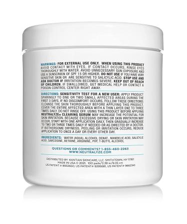 Neutralyze Exfoliating Acne Pads - 2% Salicylic & Mandelic Acid - Maximum Strength Treatment (100 Pads) - Buy Online on GoSupps.com
