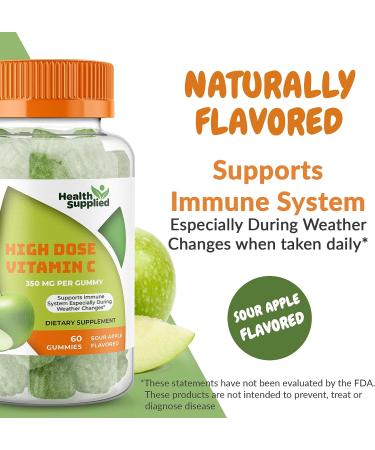 Vitamin C Immune Plus Support Booster Gummies | Daily Dietary Supplement | Natural Yummy Sour Apple Flavor Gummy | Vegan Plant Based Pectin - for Adult Men Woman Teens & Kids 1 - Buy Online on GoSupps.com
