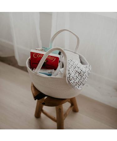 Parker Baby Rope Diaper Caddy Organizer - Nursery Storage Bin and Car Organizer for Diapers and Baby Wipes - White - Buy Online on GoSupps.com
