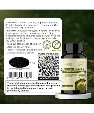 Rawleigh Propolis Max: 60 Vegetarian Softgels - Brazilian Green Propolis with Phenolic Flavonoid & Artepillin C Compounds & Vitamin E - Supports Immunity Wellness - Buy Online on GoSupps.com