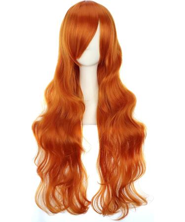 YEESHEDO 32 Long Wavy Curly Hair Cosplay Wig with Bangs in Ginger - Heat Resistant Synthetic Wig for Women | Perfect for Party, Costume, Anime, Halloween - Buy Online on GoSupps.com