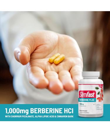 SlimFast Berberine Plus Capsules - Berberine Supplement with HCL Chromium Picolinate Alpha Lipoic Acid & Cinnamon Bark - 60 Count for Weight Management & Metabolism Support - Buy Online on GoSupps.com