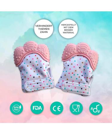 Silicone Baby Gloves & Teething Ring Pack - Washable Pain Relief for Newborns - Pink - Buy Online on GoSupps.com