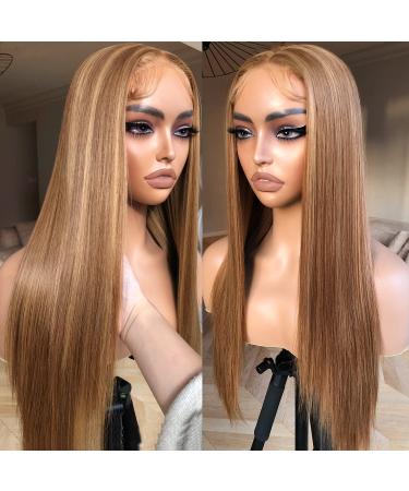 BrownBomb Honey Blonde Lace Front Wig Pre Plucked  Synthetic Lace Front Wig Ready to Wear  HD Glueless 13X5X1 Highlight Lace Front Wigs for Women  SunKissed 4/27 Ombre Honey Blonde Straight Wig 26 4/27 Honey Blonde - Buy Online on GoSupps.com