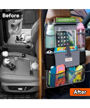 Surdoca Car Seat Organiser - 4th Gen, 9 Pockets, iPad Holder, Toy Storage, Water-Proof Back Seat Protector - Grey - Buy Online on GoSupps.com