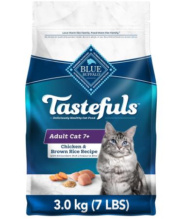 Blue Buffalo Healthy Aging Natural Mature Dry Cat Food Chicken And Brown Rice 3.1kg bag - Medium Bag kibble Medium Bag 7+ Mature