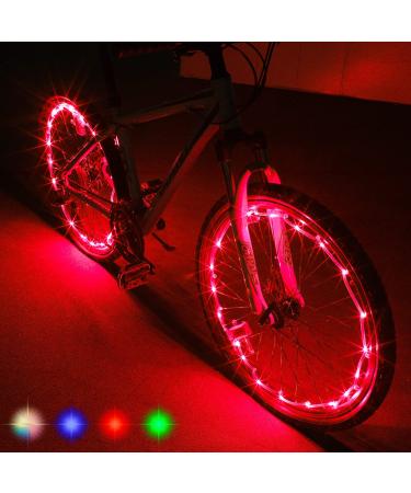 RECORA 2 Tire Pack LED Bike Wheel Lights Ultra Bright Waterproof Bicycle Spoke Lights Cycling Decoration Safety Warning Tire Strip Light for Kids Adults Night Riding Red