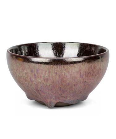 Linkidea ceramic rasi bowl handmade natural irregular glaze wet shave soap shell exquisite fine gentleman razor shell gift for men (purple-unregular soil)