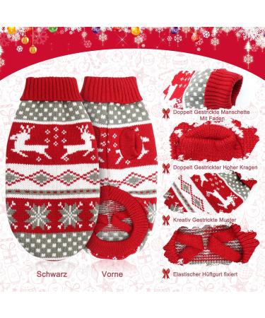 HYLYUN Christmas Dog & Cat Sweater - 2 Piece Knitwear with Snowflakes & Reindeer Motif | Warm Winter Costume for Small Dogs & Cats - Buy Online on GoSupps.com