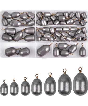Fishing Weight Sinker - 27/62pcs Bass Casting Sinker Weight Bell Sinker Iron Fishing Weight Sinker with Ring Water Drop Sinker Weight for Saltwater Freshwater Fishing