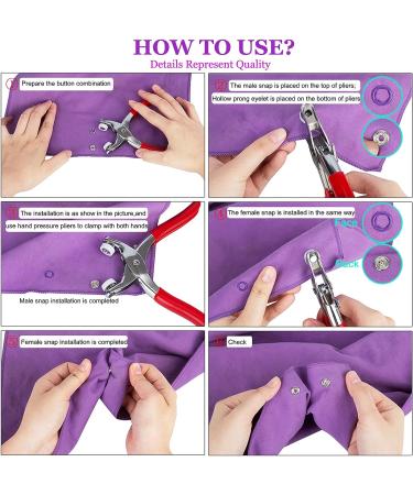 CHEPULA Craftsmanship DIY 200 Metal Snaps Buttons Set with Pliers Press Tool Kit - 10 Colors, 9.5mm, Hollow - Buy Online on GoSupps.com