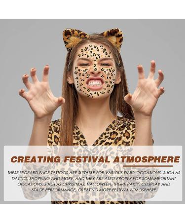 12 Sheets Cheetah Temporary Tattoos for Women - Leopard Print Face Stickers & Gold Whisker Tattoos - Ideal for Halloween Party Decoration - Buy Online on GoSupps.com