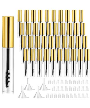 40 Pieces 10 ml Empty Mascara Tubes Eyelash Wand Refillable Clear Bottles Eyelash Cream Container Bottle with 4 Pieces Transparent Funnels Transferring Castor Oil for DIY Cosmetics (Golden) - Buy Online on GoSupps.com
