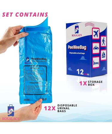ROXALACE 12 Pack 1000ml Resealable Disposable Urinal Bags - Portable Unisex Urine Bags for Travel, Camping, Emergency - Men, Women, Kids, Patients - Buy Online on GoSupps.com