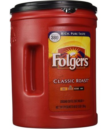 1 36kg. / 3lb. / 48oz. / 300cups. Folgers. Classic Medium Roast Ground Coffee. Mountain Grown. Sealed. Made in US. - Buy Online on GoSupps.com