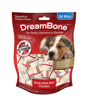 DreamBone Mini Chews With Real Chicken 24 Count, Rawhide-FreeChews For Dogs Chicken 36 Count (Pack of 1)