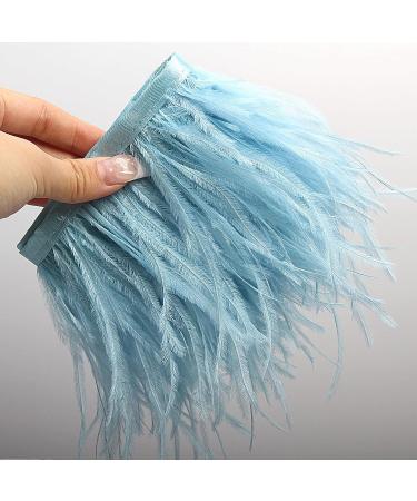 THARAHT Light Blue Ostrich Feather Trim 2 Yard - 4-6 inch Sewing Fringe for DIY Dress Sewing, Craft, Latin Wedding Decor - Buy Online on GoSupps.com