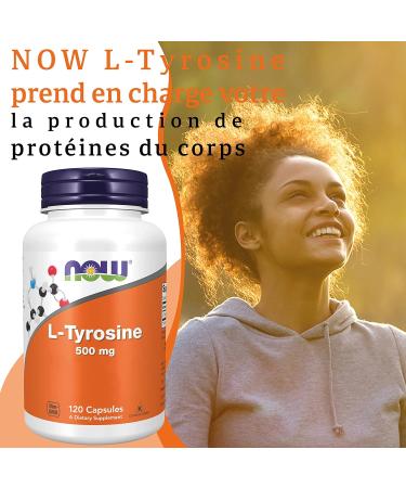 Now Foods L-Tyrosine 500 mg 120 Capsules Lab Tested Gluten Free Soy Free Non-GMO - Buy Online on GoSupps.com