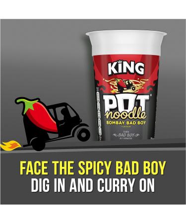Pot Noodle Bombay Bad Boy King Pot 12x114g - Vegetarian Noodles, Quick & Easy to Make - Buy Online on GoSupps.com