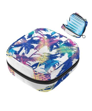 Colorful exotic palm ladies binding storage bag portable period pocket for women teen girls girls menstrual cup bag