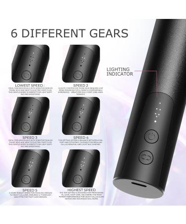 Arofaue Electric Callus Remover Kit USB Rechargeable Electric Foot File 2 in 1 Foot Scrubber Dead Skin 6 Gears Electric Nail Buffer Set for Daily Care Grinder Nail Polish Men & Women Black Electric Callus Remover Kit Black - Buy Online on GoSupps.com