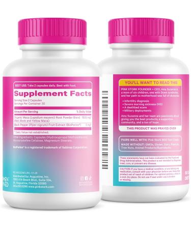 Pink Stork Maca Root Capsules for Women Organic Maca with BioPerine for Hormonal Balance Energy + Wellness Supports Perimenopause Menstrual Health and Vitality - Buy Online on GoSupps.com
