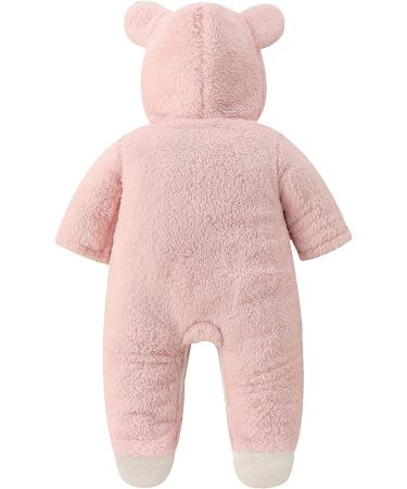 Puseky Newborn Baby Cartoon Bear Snowsuit - Hooded Fleece Romper Jumpsuit for 0-3 Months - Buy Online on GoSupps.com