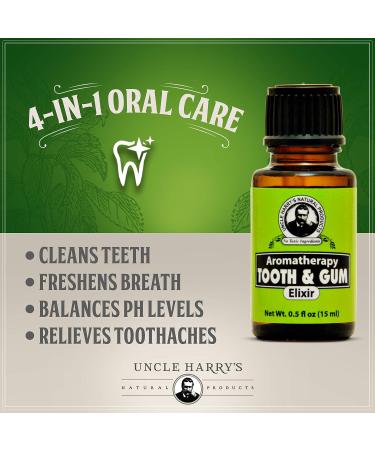 Uncle Harry's Aromatherapy Tooth & Gum Elixir - Alcohol Free Mouthwash for Bad Breath (0.5 oz) - Buy Online on GoSupps.com